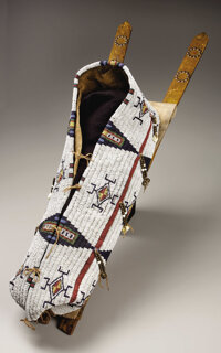 American Indian Art:Beadwork, A NORTHERN CHEYENNE BEADED HIDE BABY CARRIER. c. 1880. ...