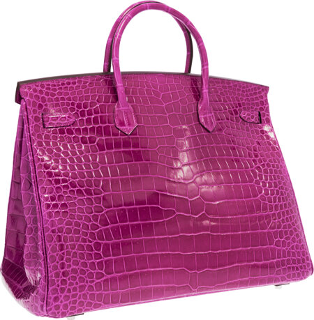 Hermes Birkin 25 Rose Scheherazade Porosus Crocodile Palladium