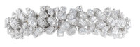 Estate Jewelry:Bracelets, Diamond, Platinum Bracelet, Oscar Heyman. The bracelet featurespear, marquise and full-cut diamonds weighing a total of a...