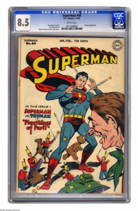 Golden Age (1938-1955):Superhero, Superman #44 (DC, 1947) CGC VF+ 8.5 White pages. This early issueof the popular title features the Man of Steel vs. the Toy...
