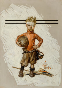 Joseph Christian Leyendecker Beat-up Boy, Football Hero, The Saturday Evening Post cover, November 21, 1914