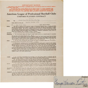 1932 Babe Ruth Signed New York Yankees Player's Contract