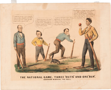Abraham Lincoln: Fantastic Baseball Themed Currier & Ives Cartoon