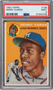 1954 Topps Hank Aaron Rookie #128 PSA Mint 9--Only Two Superior