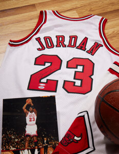 1996-97 Michael Jordan Game Worn & Signed Chicago Bulls Uniform with CharitaBulls Documentation and Multiple Photo Matches
