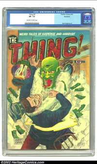 Golden Age (1938-1955):Horror, The Thing! #3 Northford pedigree (Charlton, 1952) CGC VF- 7.5Off-white to white pages. This fantastic cover by Albert Tyler...