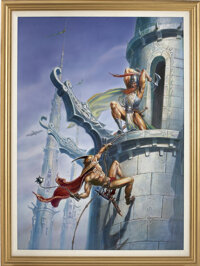Mainstream Illustration, NED DAMERON (American 20th Century). The Tower, Dragon magazine#148 cover, August 1989. Oil on board. 30.5 x 21.5 in.. ...