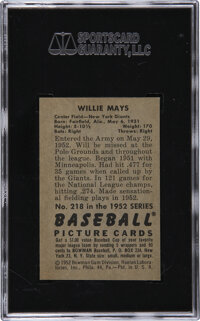 Baseball Cards:Singles (1950-1959), 1952 Bowman Willie Mays #218 SGC 96 Mint 9....