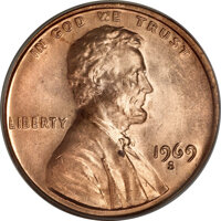 Lincoln Cents, 1969-S 1C Doubled Die Obverse MS63 Red PCGS....