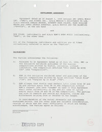 Music Memorabilia:Autographs and Signed Items, Bob Dylan and Hootie &amp; The Blowfish Signed Agreement....(Total: 2 Items)