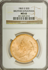 Liberty Double Eagles, 1865-S $20 MS65 NGC....