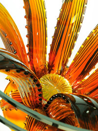 Art Glass:Lalique, LALIQUE. "Cactus" An Amber Glass Table, designed 2006. Extremelylimited production and availability. 27-1/4 x 44-7/8 inches...