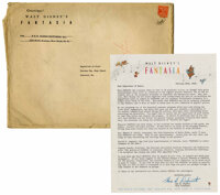 Memorabilia:Disney, Fantasia Souvenir Program with Letter and Mailing Envelope (Disney,1940-42).... (Total: 3 Items)