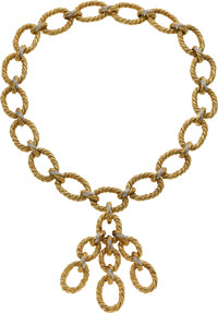 Estate Jewelry:Necklaces, Diamond, Gold Convertible Enhancer-Necklace, Van Cleef &amp;Arpels. ... (Total: 2 Items)