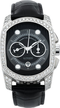 Timepieces:Wristwatch, Martin Braun Unique Orion Chrono Royal Chronograph With Diamonds....