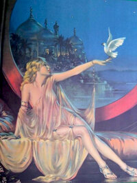 Pin-up and Glamour Art, HENRY O'HARA CLIVE (American, 1881-1960). Sultana, calendarillustration, c. 1925. Oil on board. 30 x 23.75 in.. Signed ...