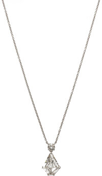 Estate Jewelry:Necklaces, Diamond, Platinum, White Gold Necklace. ...