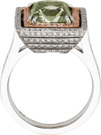 Estate Jewelry:Rings, Fancy Green Diamond, Pink Diamond, Diamond, Platinum, Gold Ring,David Alan. ...