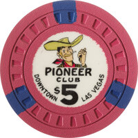 Miscellaneous:Gaming Chips, Pioneer Club $5 Las Vegas Casino Chip, Seventh Issue, R-5, Circa1950s....