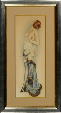 Pin-up and Glamour Art, ALBERTO VARGAS (American, 1896-1982). Reverie, c. 1923.Watercolor on paper. 27 x 10.5 in.. Signed center left. ...
