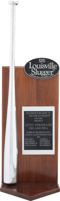 Baseball Collectibles:Others, 1993 Lenny Dykstra Silver Slugger Award....