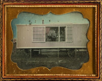 Photography:Daguerreotypes, Stunning Half Plate Daguerreotype of a Traveling Photographer'sStudio with Impeccable Period Provenance... (Total: 2 Items)