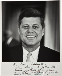 Autographs:U.S. Presidents, John F. Kennedy: One of the Very Best - and Most Delightful - JFKSigned Photographs, with Humorous Inscription to Barry Goldw...