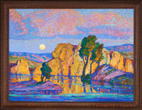 Western:20th Century, FROM A PRIVATE INDIANAPOLIS COLLECTION. BIRGER SANDZ&Atilde;�N (American,1871-1954). Late Moon Rising (Wild Horse Creek), 192...