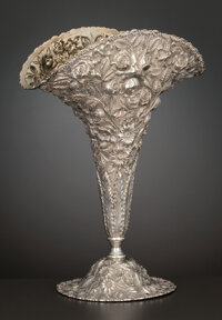 Silver Holloware, American:Vases, AN AMERICAN SILVER REPOUSS&Atilde;� VASE . Baltimore Silversmiths Mfg. Co.,Baltimore, Maryland, circa 1903. Marks: B (lion's he...