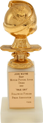 Movie/TV Memorabilia:Awards, A Golden Globe Award for "True Grit."...