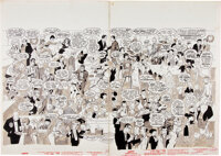 Original Comic Art:Illustrations, Wally Wood Mad #68 Double-Page Splash "The Comic StripCharacters' Christmas Party" Original Art (EC, 1962)....