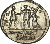 Ancients:Roman Republic, Ancients: Gnaeus Pompey Jr. as Imperator (48-45 BC). AR denarius(4.02 gm). ...