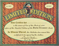 Original Comic Art:Miscellaneous, Barks Treasury Gold Limited Edition with Signed Certificate#320/1000 (Applewood Books, 1997)....