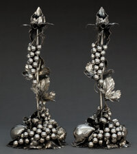 Silver Holloware, Continental:Holloware, A PAIR OF BUCCELLATI SILVER FIGURAL CANDLESTICKS . Buccellati,Milan, Italy, circa 1970. Marks: MARIO BUCCELLATI . 13-1/...(Total: 2 Items)