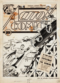Original Comic Art:Covers, Fred Ray Action Comics #46 Superman Cover Original Art (DC,1942)....