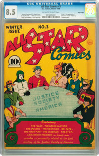 Golden Age (1938-1955):Superhero, All Star Comics #3 Billy Wright pedigree (DC, 1940) CGC VF+ 8.5Off-white to white pages....