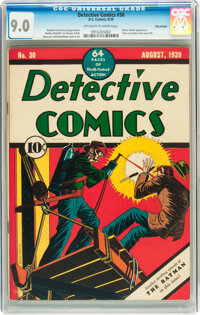 Golden Age (1938-1955):Superhero, Detective Comics #30 Billy Wright pedigree (DC, 1939) CGC VF/NM 9.0Off-white to white pages....
