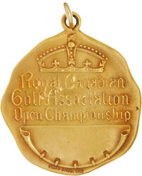 Golf Collectibles:Miscellaneous, 1931 Walter Hagan Canadian Open Gold Medal....