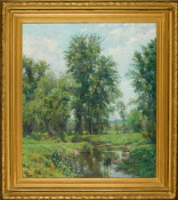 American, HUGH BOLTON JONES (American, 1848-1927). Springtime in Old Lyme,Connecticut. Oil on canvas . 35-3/4 x 30 inches (90.8 x...