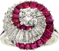 Estate Jewelry:Rings, Diamond, Ruby, Platinum Ring, Oscar Heyman Bros., circa 1970. ...