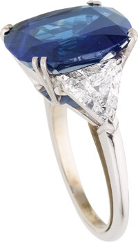 Estate Jewelry:Rings, Kashmir Sapphire, Diamond, Platinum Ring. ...