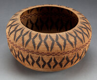 American Indian Art:Baskets, A MONO LAKE PAIUTE POLYCHROME COILED BASKET. c. 1930...