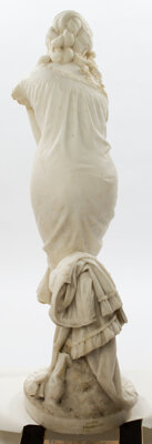 Marble:European, A CESARE LAPINI (ITALIAN, B. 1848) MARBLE STATUE: SORPRESA .Florence, Italy, circa 1893. Marks: C. LAPINI, FIRENZ...