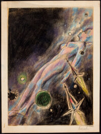 Pulp, Pulp-like, Digests, and Paperback Art, EDMUND (EMSH) EMSHWILLER (American, 1925-1990). Preliminarypaperback cover. Pencil, charcoal, and pastel on paper laid ...