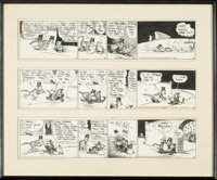 Pulp, Pulp-like, Digests, and Paperback Art, GEORGE HERRIMAN (American, 1880-1944). Three consecutive KrazyKat daily comic strips from the "Tiger Tea" sequence, Jul...