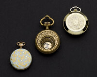 Timepieces:Pocket (post 1900), Elgin &amp; Webster (Swiss) &amp; Swiss Enamel Pocket Watches. ...(Total: 3 Items)