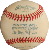 Autographs:Baseballs, 1979 Thurman Munson Single Signed Baseball Given to Teammate TommyJohn....
