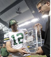 Football Collectibles:Uniforms, 2011 Aaron Rodgers Game Worn Green Bay Packers Jersey, Unwashed....