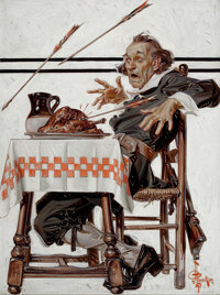 Mainstream Illustration, JOSEPH CHRISTIAN LEYENDECKER (American, 1874-1951). StartledPilgrim, The Saturday Evening Post cover, November 27, 1920...