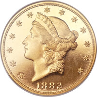Proof Liberty Double Eagles, 1882 $20 PR66  UltraCameo NGC. CAC....